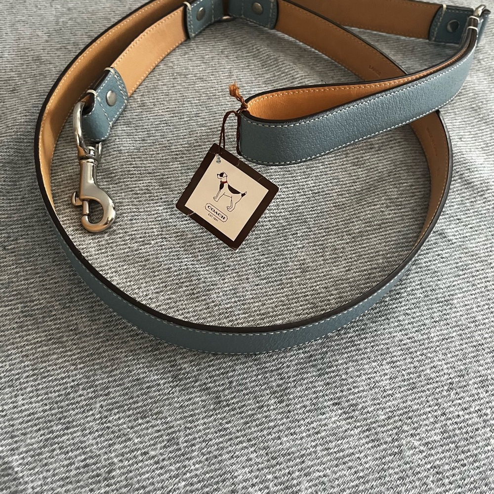 Coach Blue and Tan Leather Dog Leash